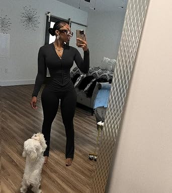 Nimsruc Two Piece Outfits For Women Workout Set Long Sleeve Tracksuit Zip Up Sweatsuits