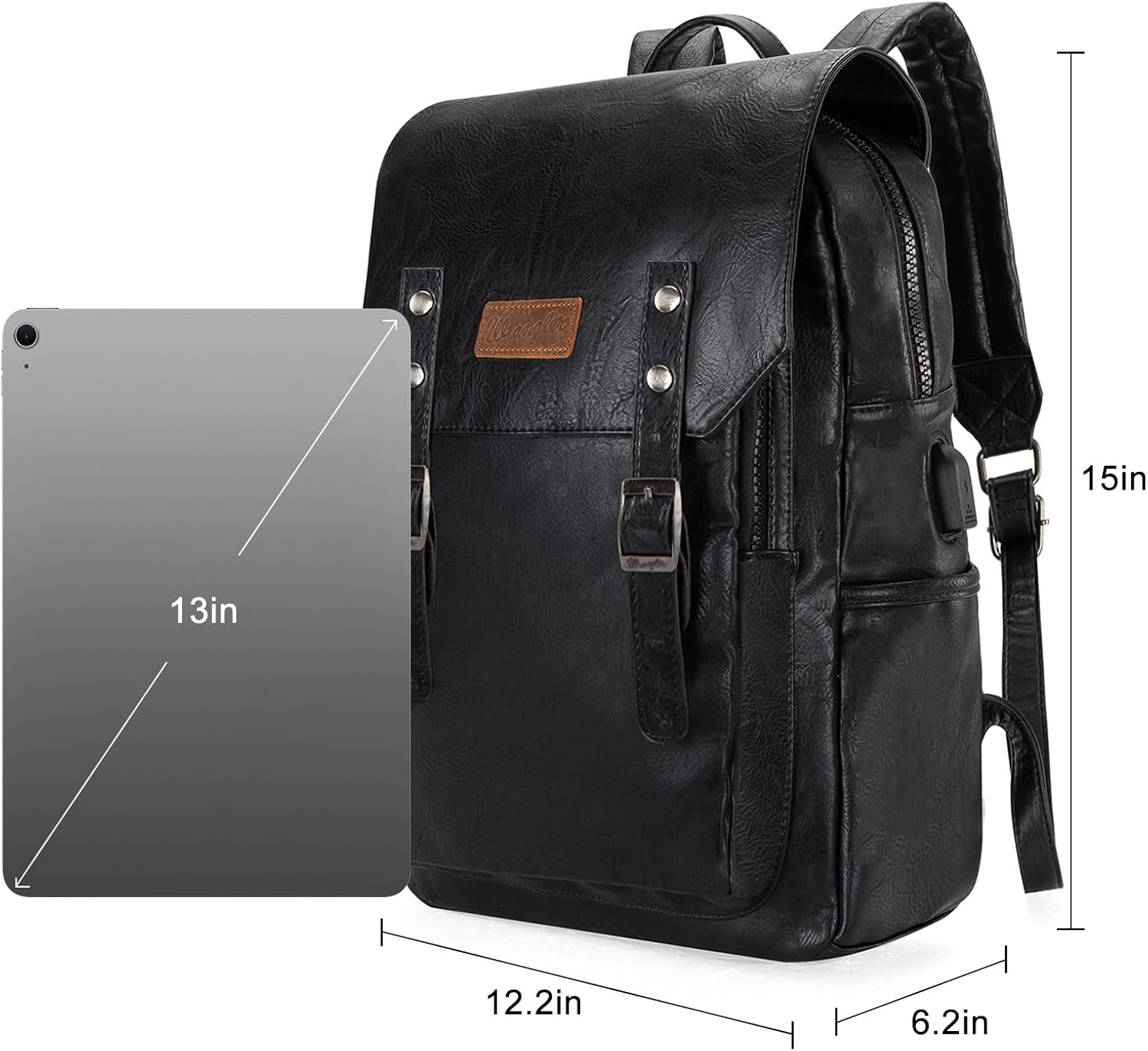 Montana West Wrangler Laptop Backpack with USB Charging Port, Vintage Travel Work College Bookbag for Women Men