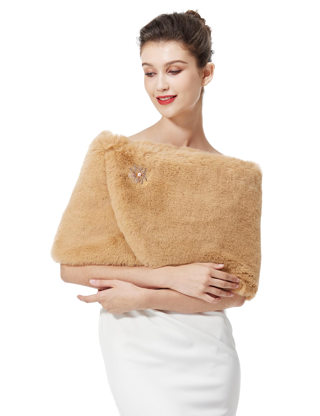 BEAUTELICATE Kunstbont sjaal stola bolero bont dames voor vrouwen bruiloft bruid avond bruidssjaal bruidsstola (Donkergroen