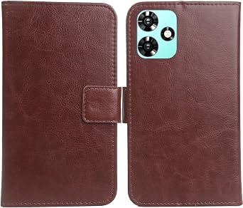 Color Design PU Wallet Flip Leather with Card Slots Cover Skin Protection Case Shell for XGODY 13 Pro 6.6" Brown