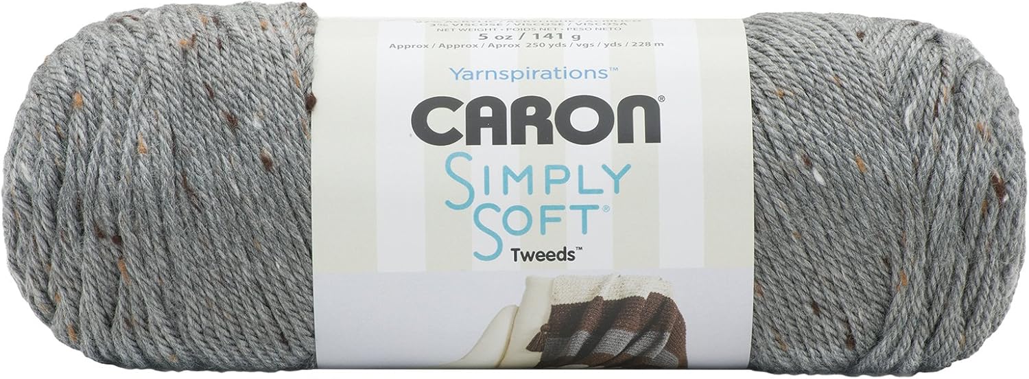 Caron Simply Soft Tweeds Yarn for Crocheting, Gray Heather, 3-Pack image 2