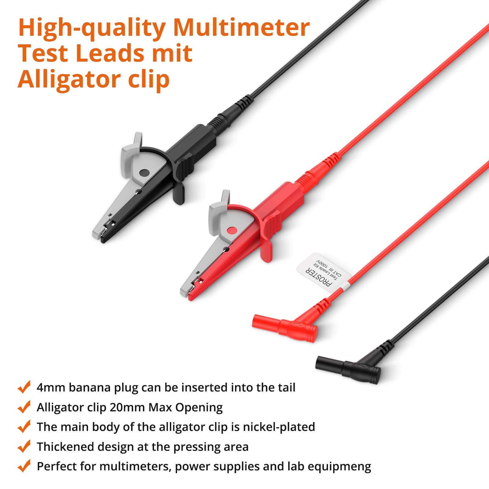 Proster Kit 13 En 1 Câbles De Mesure Multimètre - Sondes Précision Interchangeables, Pinces Crocodiles, Fiches Banane 4mm