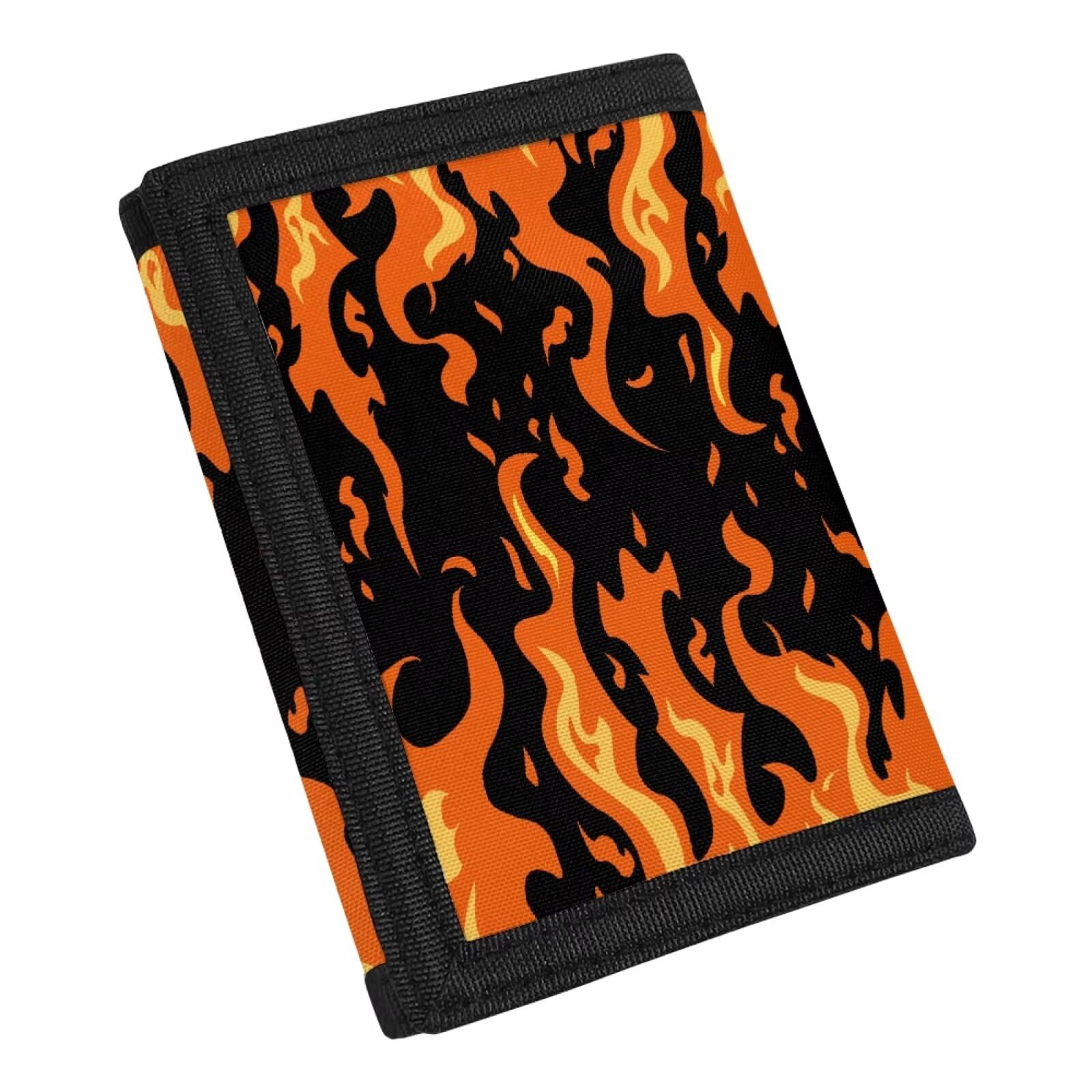 Custom Print Novelty Wallet for Teens Kids Boys Girls,Slim RFID Trifold Wallets Purse, Burning Fire Flame, One Size-image-20