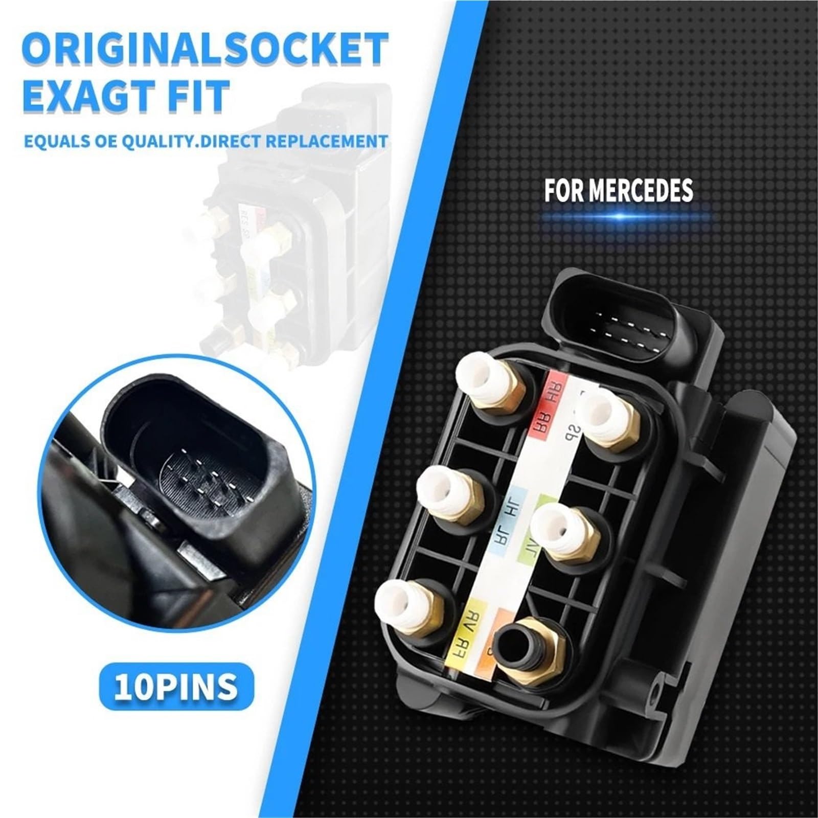 Amortiguador de aire Suspensiones de aire Bloque de válvula solenoide de suministro de bomba de compresor de suspensión neumática para Mercedes W221 W166 W164 W251 W212 W222 C216