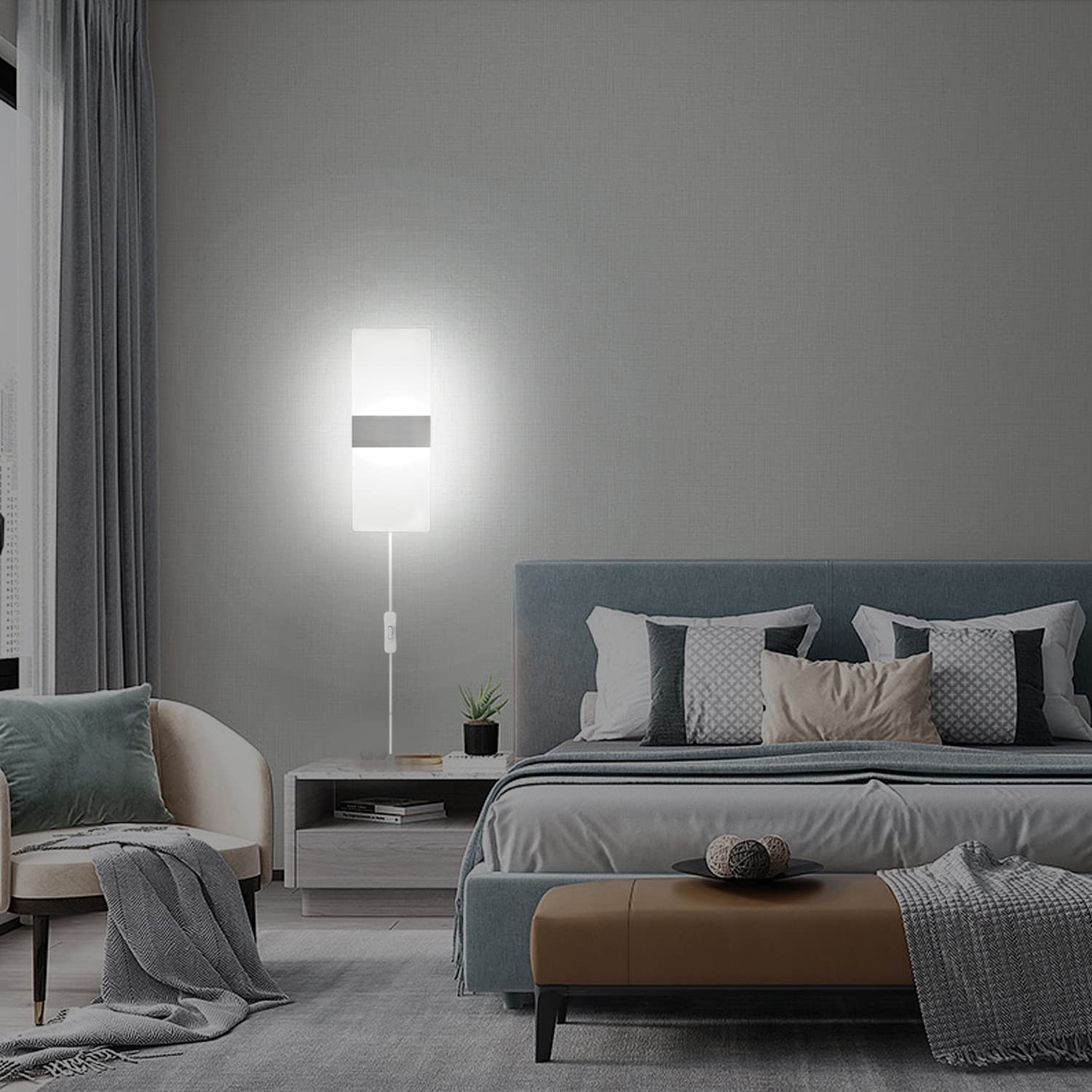 Snapklik.com : KICAAO Wall Sconces, Modern Wall Sconce Plug In 10W