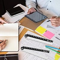 Vista 6 de 2 reglas plegables de 11.8 in/12 pulgadas, regla de medición de ángulo plegable de acrílico múltiple, transparente, flexible, en blanco y negro