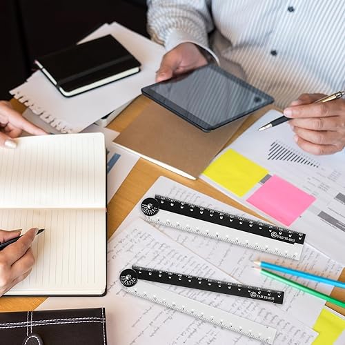 Miniatura 6 de 2 reglas plegables de 11.8 in12 pulgadas, regla de medición de ángulo plegable de acrílico múltiple, transparente, flexible, en blanco y negro,