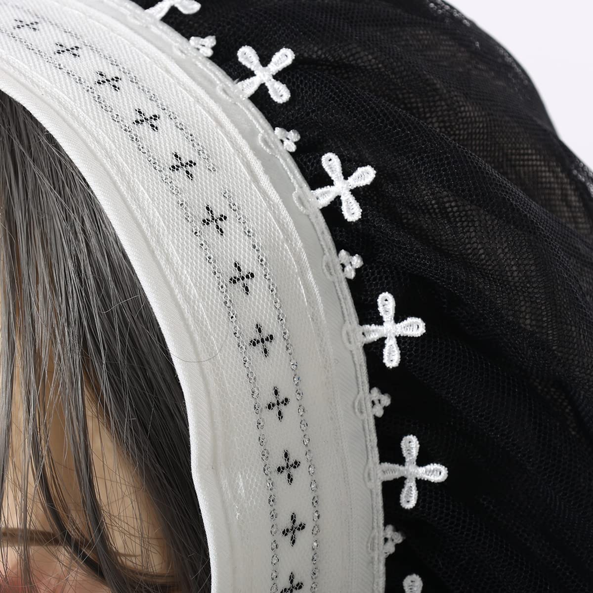 BPURB Nun Costume Cosplay Headpiece Accessories Nun Hat for Halloween Carnival Party Role Play (Black-6), 03#black-6 - Image 4