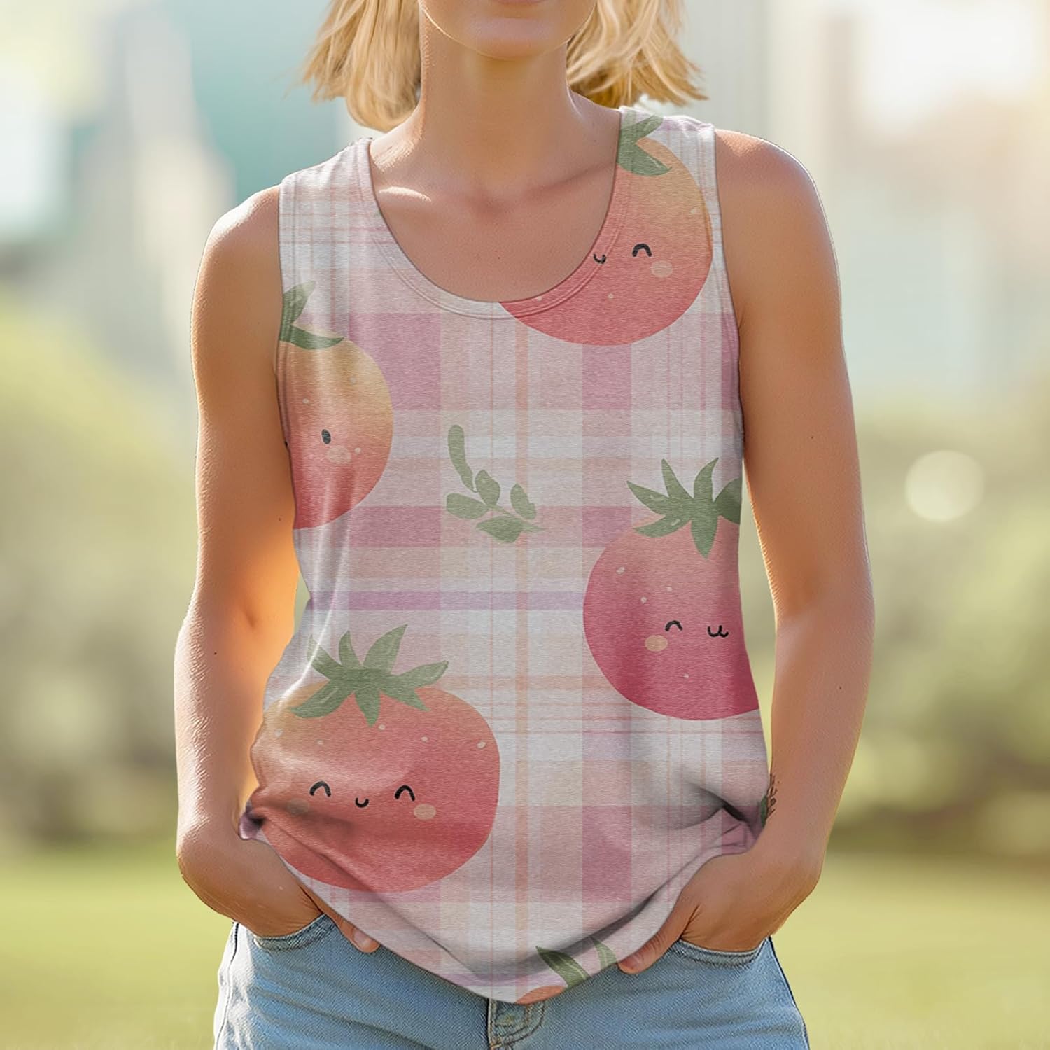 Womens Summer Tank Top Sleeveless Blouse Casual Floral Abstract Print Scoop Neck Lightweight Shirt - Image 2