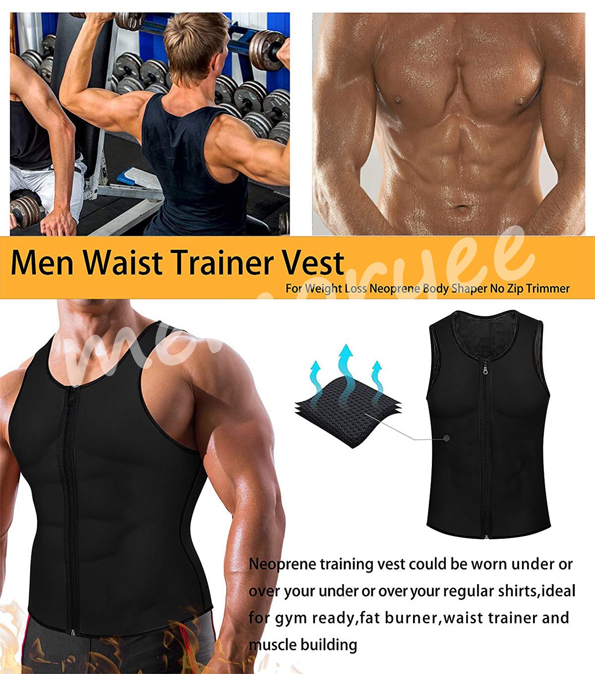 Memoryee Gilet Neoprene Body Shaper Tuta Sauna Allenamento Fitness Uomo