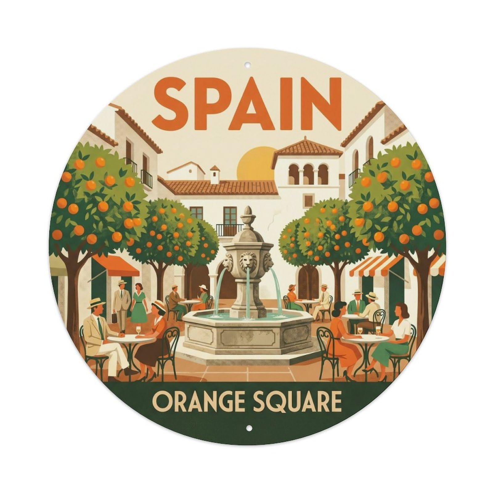 Marbella Orange Square Spain Landmark Travel Metal Tin Sign