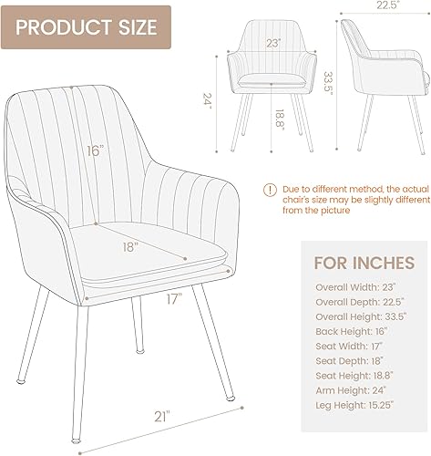 Miniatura 2 de Gold Thumb Juego de 2 sillas de comedor de terciopelo con respaldo medio, sillón moderno de ocio con patas chapadas en oro, silla tapizada para sala