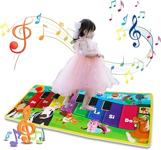 La Granja de Zenon Baby Piano Dance Mat Toys - Kids Musical Toys Keyboard Carpet Animal Blanket Touch Playmat Early Education Sensory Toys for Baby Toddlers 1-3 Birthday Gifts for Boys & Girls