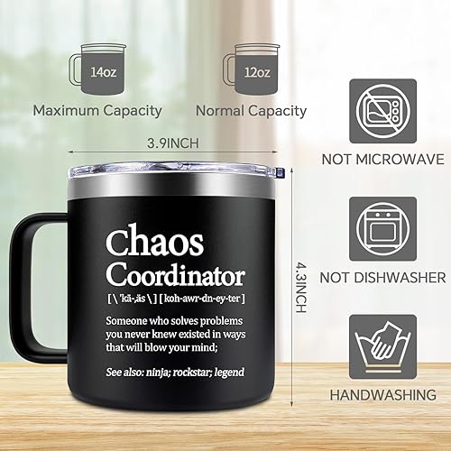 Miniatura 6 de Chaos Coordinator - Taza de 14 onzas  Regalos de agradecimiento para hombres  Maestro, Principal  Regalo para jefe, compañeros de trabajo, asistente