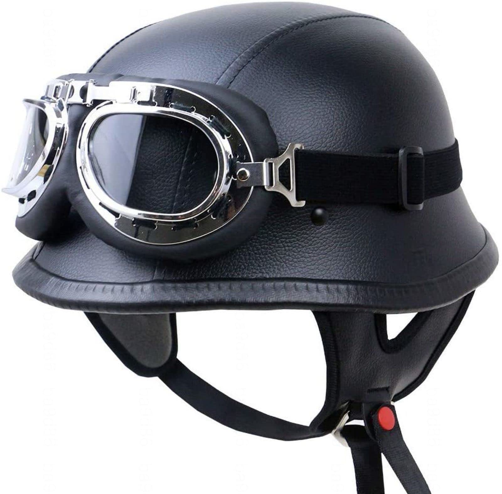 EBAYIN Casque Jet Demi-Casque De Moto, Casque Ouvert Casque Demi-Coque Style Allemand Demi-Casquette D'éTé Homme Femme Cruiser Chopper Scooter Cyclomoteur Casque Approuvé Dot ECE,A-XL=（61~62cm）