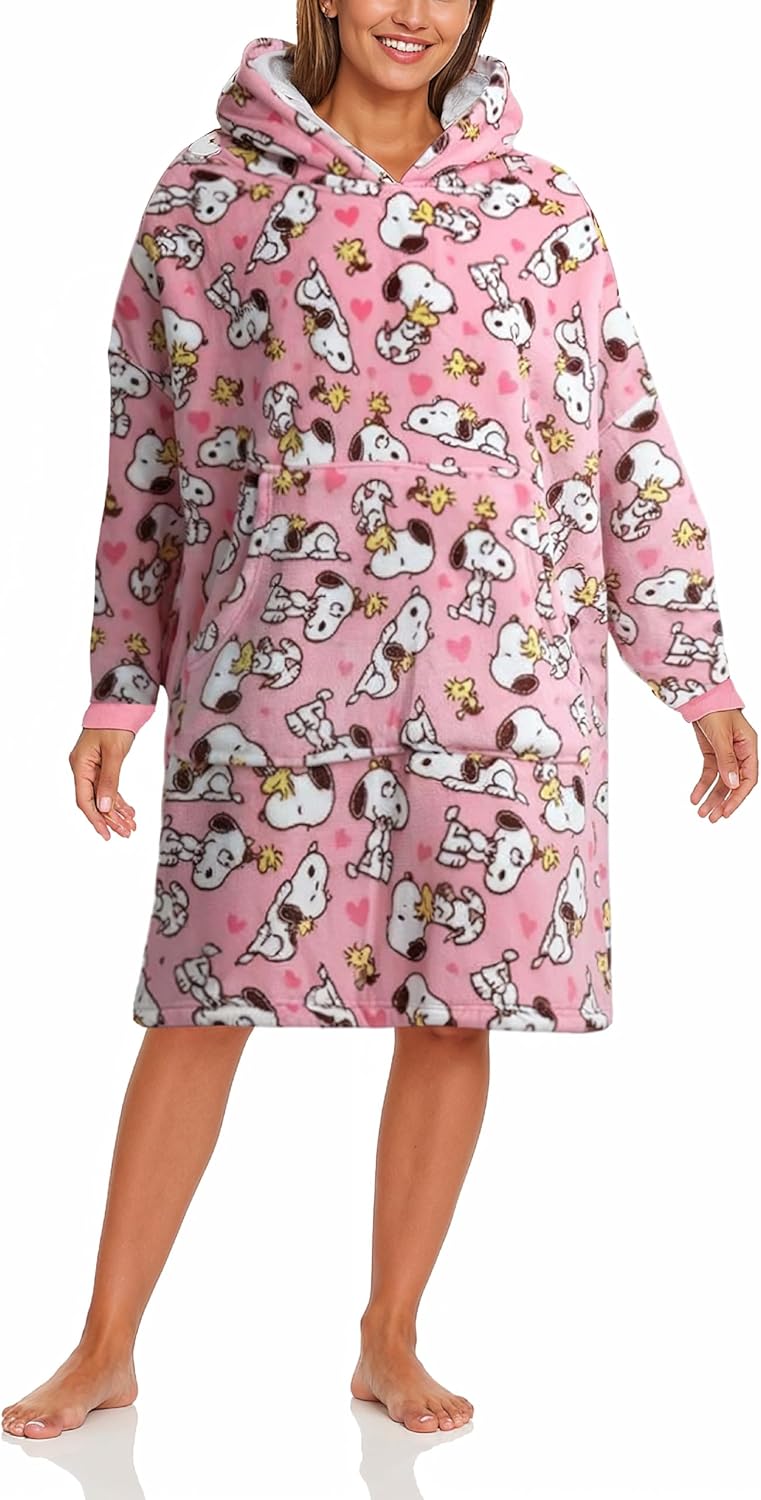 COCO BRANDS Unisex Blanket Hoodie - Strawberry Shortcake Peanuts Snoopy Cozy Plush Microfleece Hooded Blankets