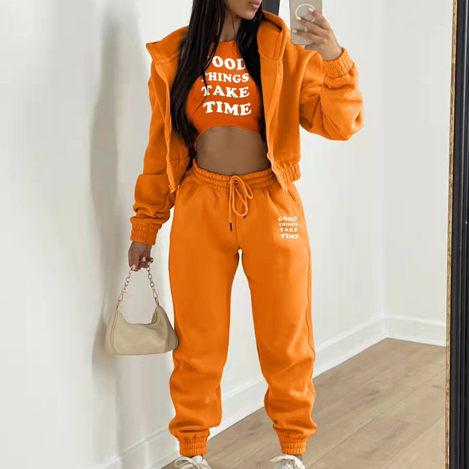 Generico Pantaloni Tuta Donna Primavera 2 Pezzi Completo Curvy Manica Lunga Set Pantaloni Jogging Tuta Da Casa Donna Loungewear Activewear