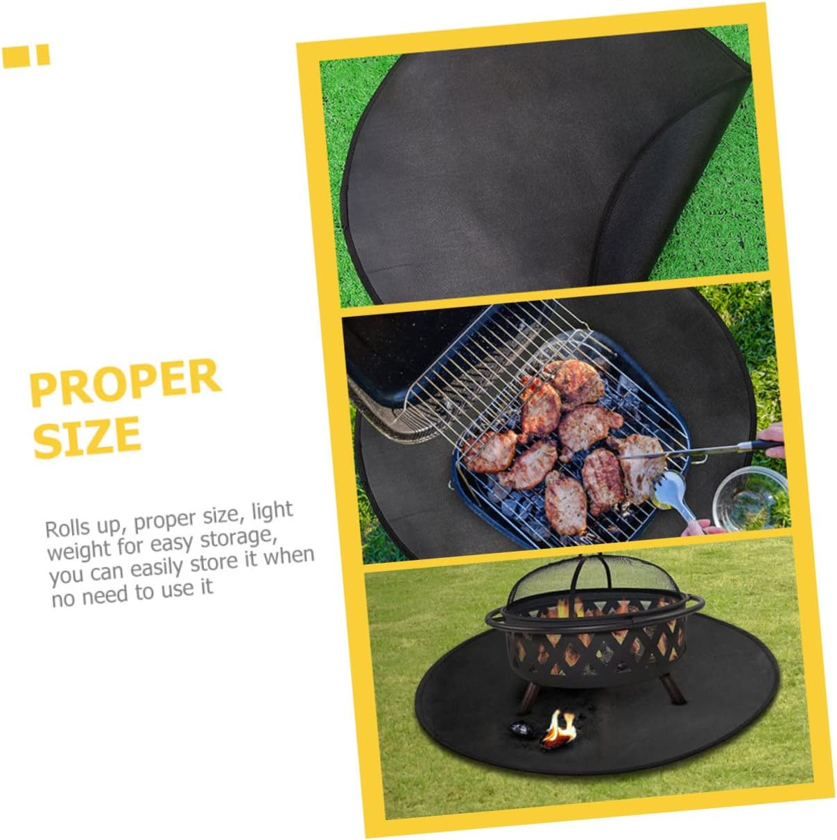 Fire Pit Mat BBQ Insulation Pad Fire Resistant Easy to Clean Multi-Function Portable Grill Supply for Outdoor