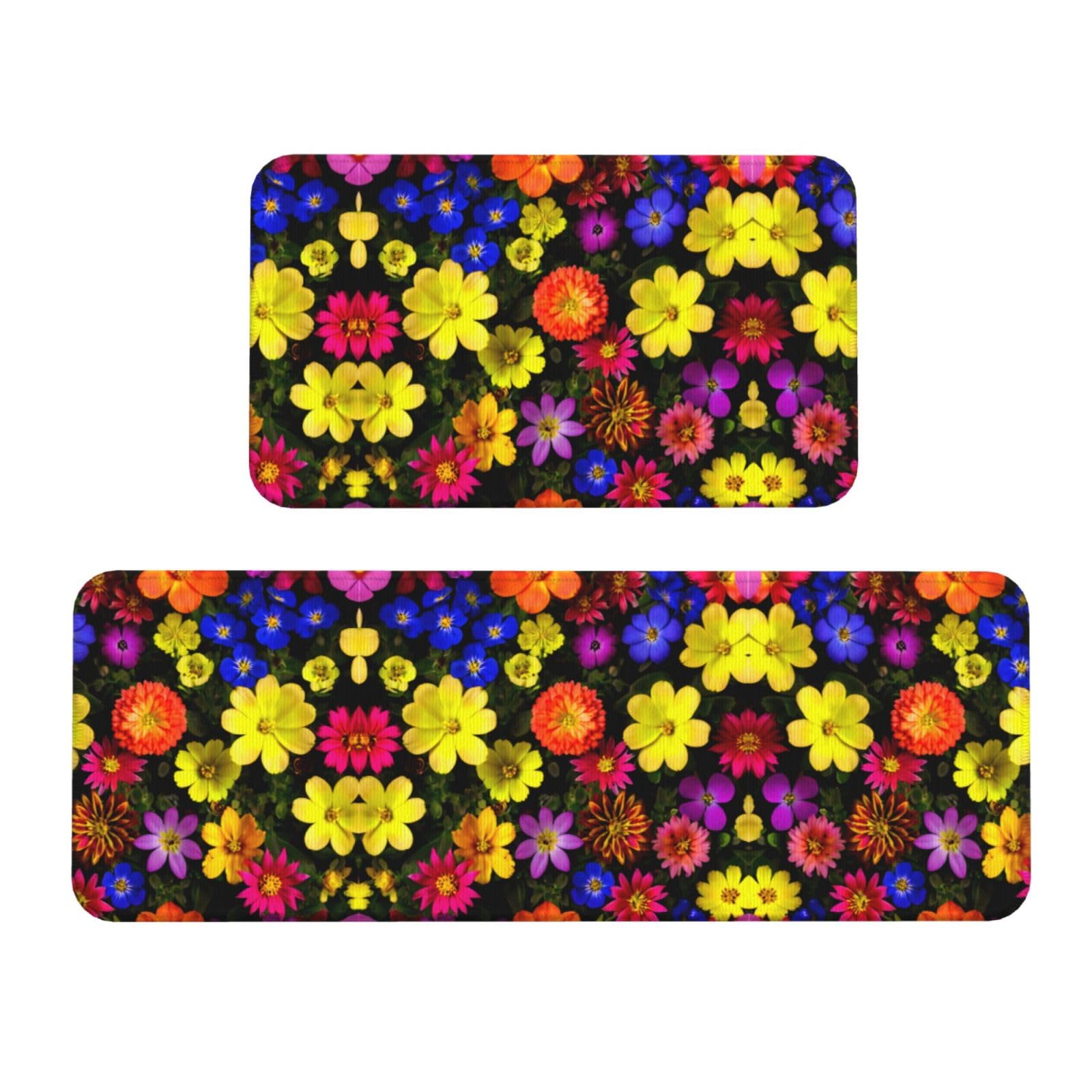 Alfombrillas de cocina antideslizantes lavables juego de 2 alfombras con girasoles para entrada