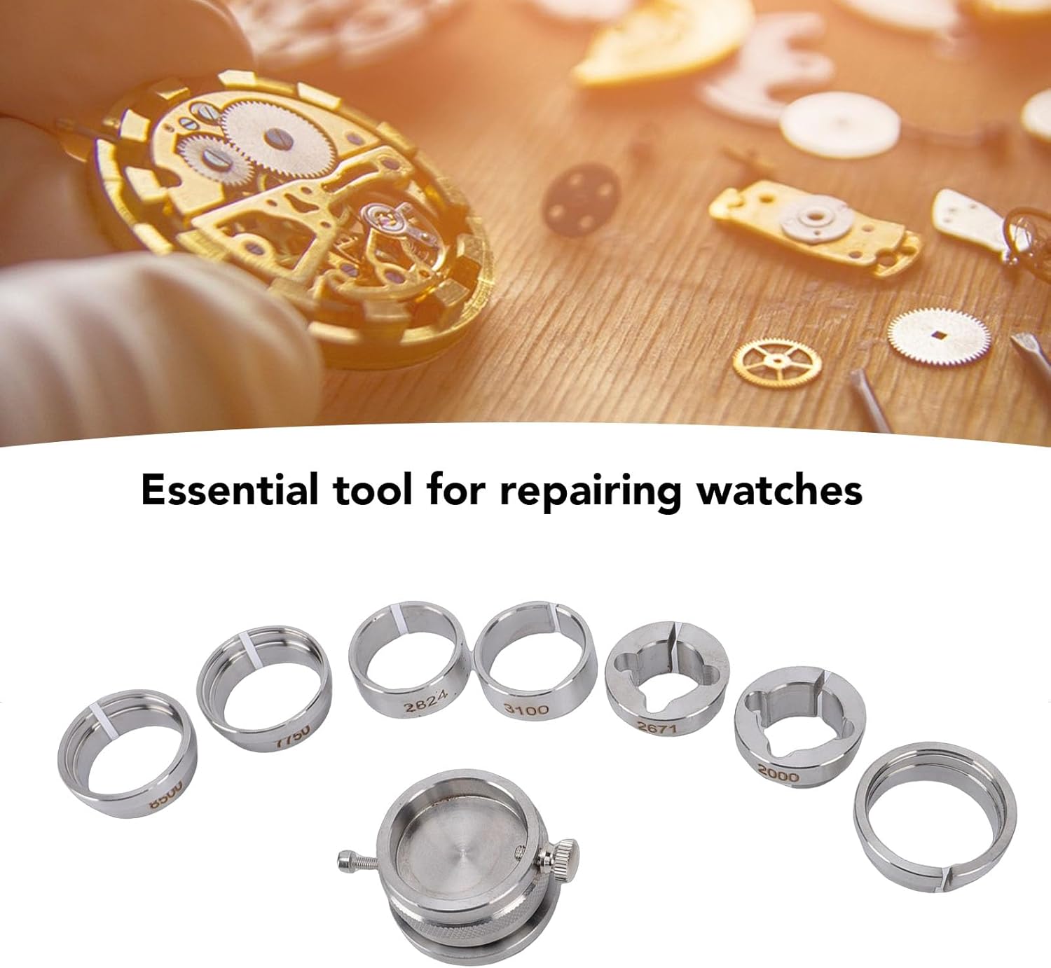 ZJchao Watch Movement Base Kit, 8pcs Watchmaker Accessories Wristwatch Winding Kit Professional Stainless Steel Watches Movement Fixing Tool Set for Watch Repair and Maintenance