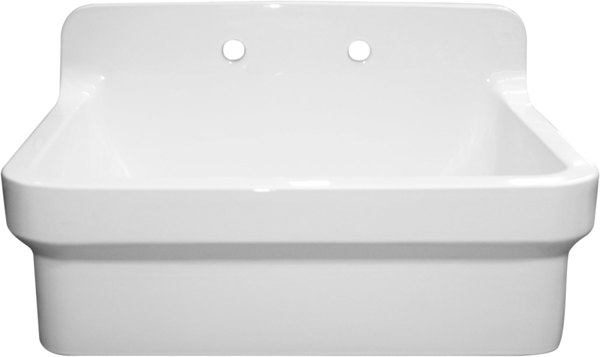 Whitehaus Collection WHCW3022-8-WHITE Whitehaus Countryhaus Vitreous China Laundry Sink With A High Backsplash