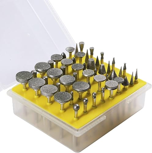 Drilax 50 piezas de brocas rotativas de diamante, herramientas de tallado de piedra de precisión, herramientas de tallado de roca de grano 120 para