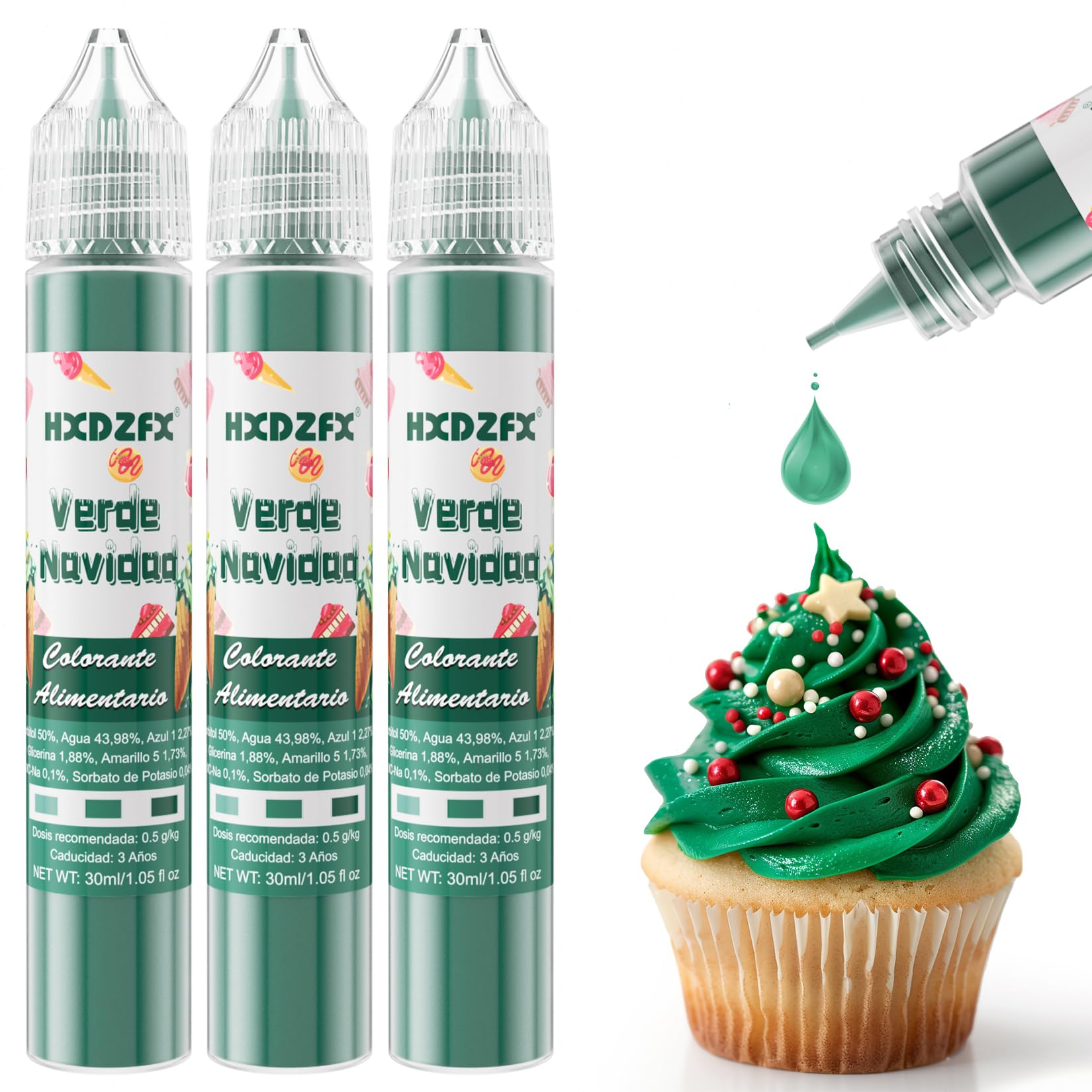 Colorante Alimentario Rojo - 30ml×3 Botellas Colorante Alimentario Alta Concentración Liquid Set para Repostería, Decoración de Tartas, Caramelos, Bebidas, Macarons — view 11