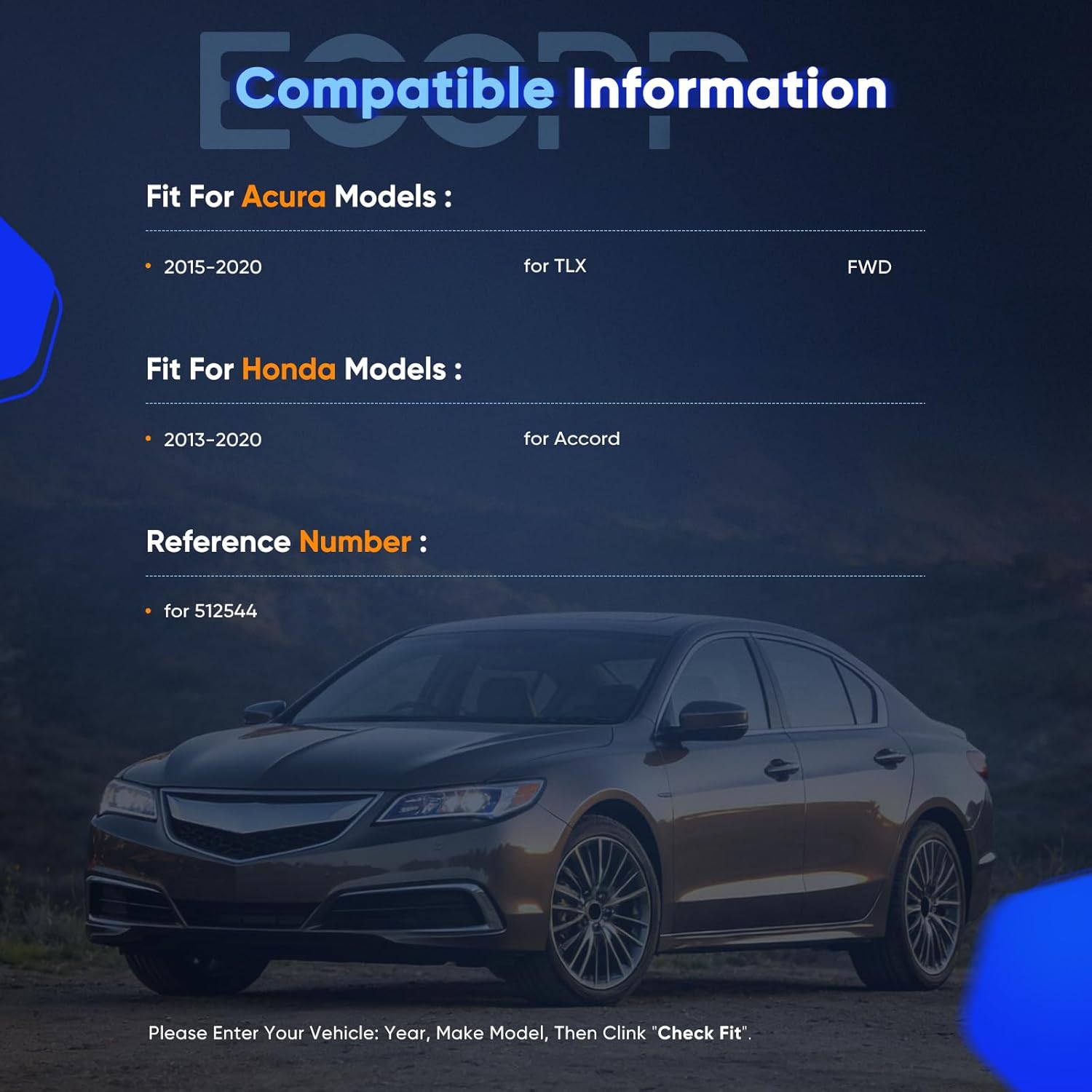 ECCPP 512544 Rear Wheel Hub Bearing Assembly For ACURA TLX 2015-2020 3.5L, 2.4L, FWD,For HONDA ACCORD 2013-2015 3.5L, 2.4L,For HONDA ACCORD 2018-20