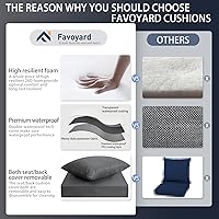 Vista 3 de Favoyard Juego de cojines de asiento para exteriores, 19 x 19 pulgadas, impermeables y resistentes a la decoloración, cojines para muebles de patio