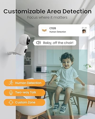 Miniatura 7 de Anlapus 2 cámaras de seguridad para interiores C528 de 4 MP con doble lente (2 MP+2 MP), detección de movimiento, pista automática, enchufe, cámara