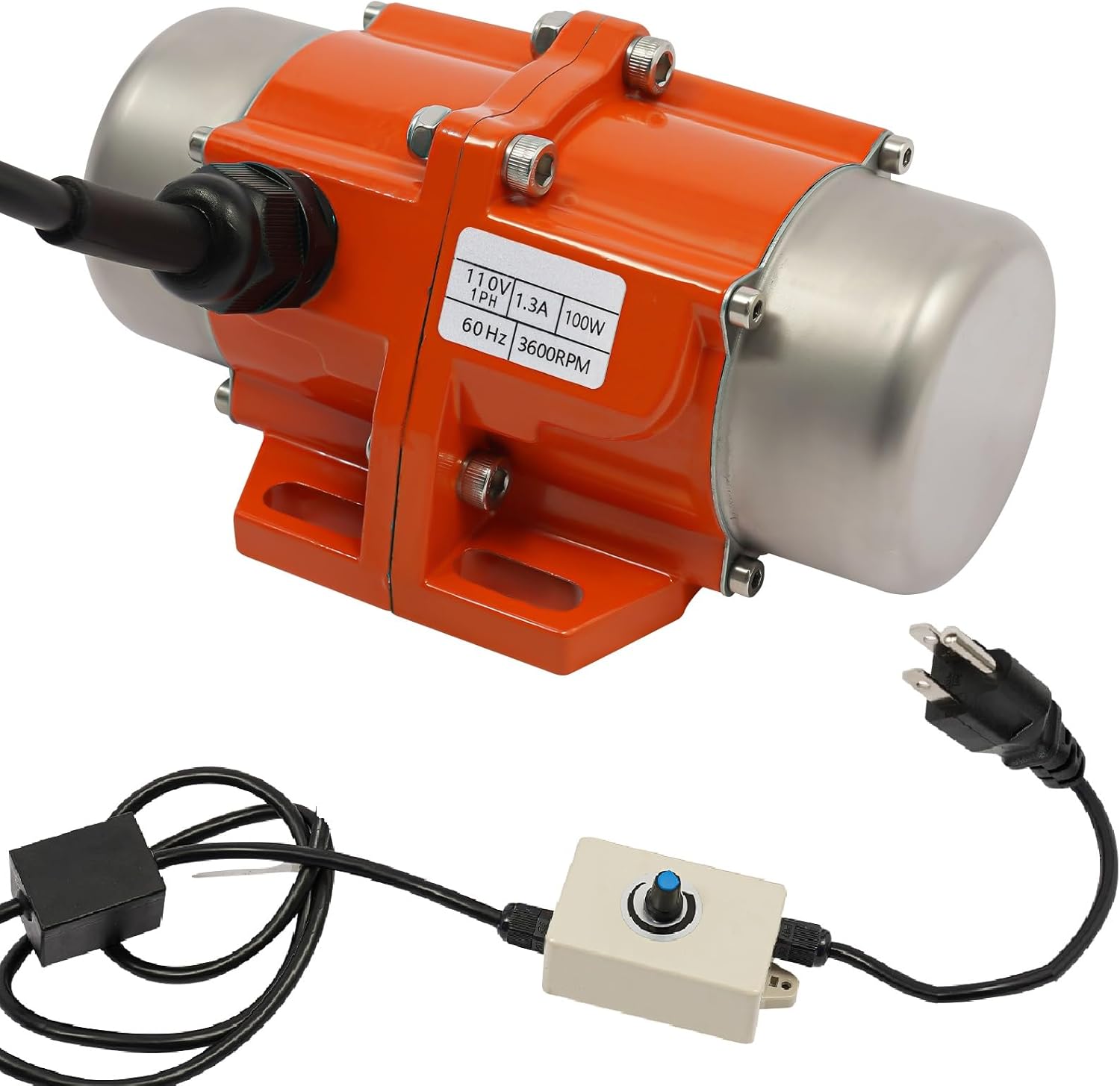 60W Concrete Vibrator Vibration Screen with Speed Controller, 3600RPM Waterproof Vibrating Motor, 110V AC Single Phase Power Concrete Vibrators for Shaker Table (60, Watts)