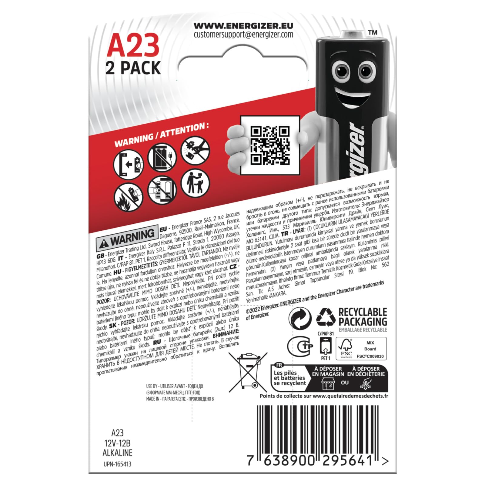 Energizer Alcaline A23 Batterie E23A 12V Spécialistes Haute Performance pour Petits Appareils Télécommandes Modèles et Thermomètres - 3 Blisters de 2 Piles