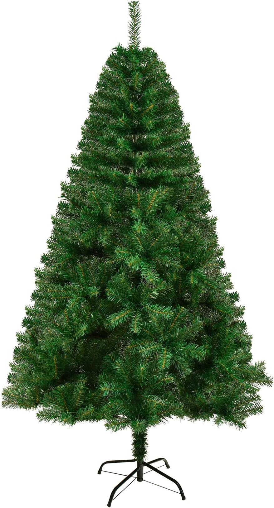 6 Ft Artificial Christmas Tree, Premium Unlit Spruce Hinged Xmas Tree Metal Christmas Tree Stand (1500 Branch Tips)
