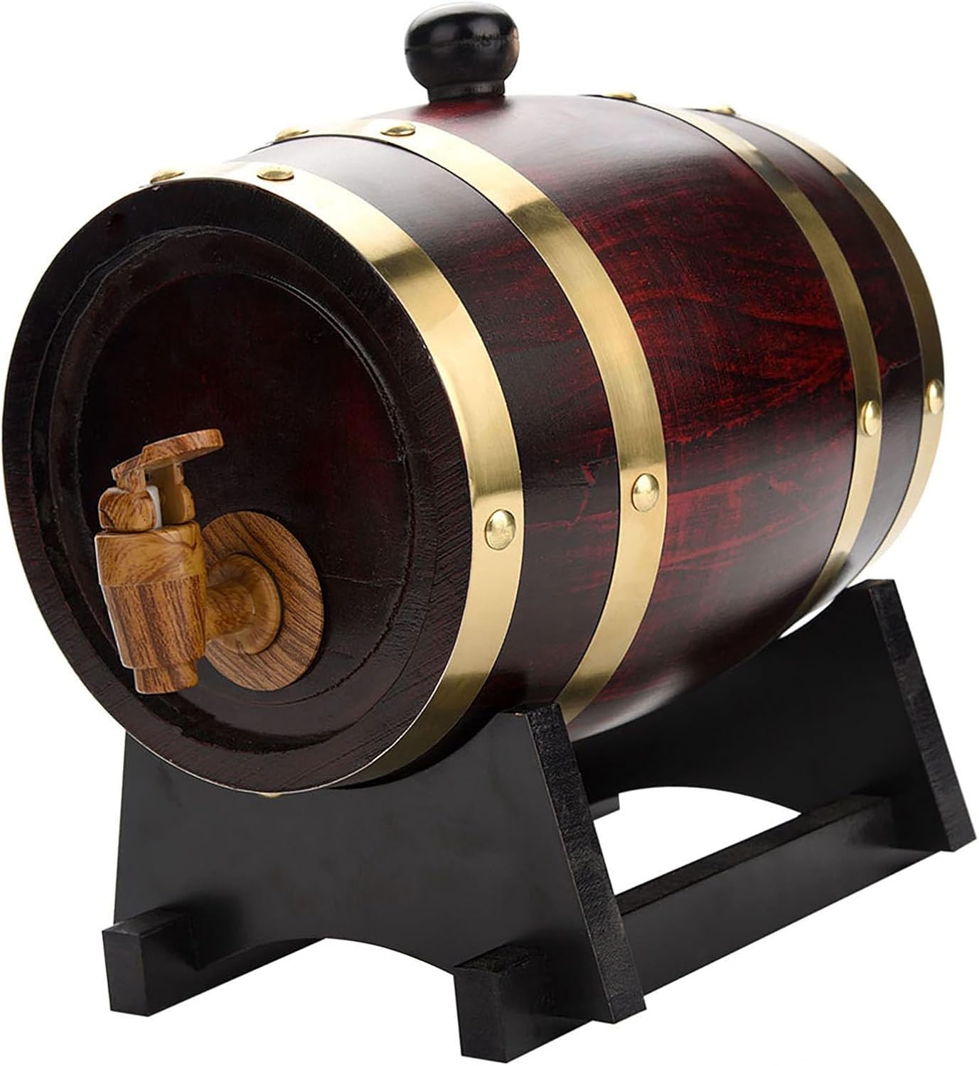 Wine Barrel Dispenser, Vintage Wood Oak Timber Wine Barrel for Storing Beer Brand Whiskey Rum Port (Only for Storing) (1.5L)