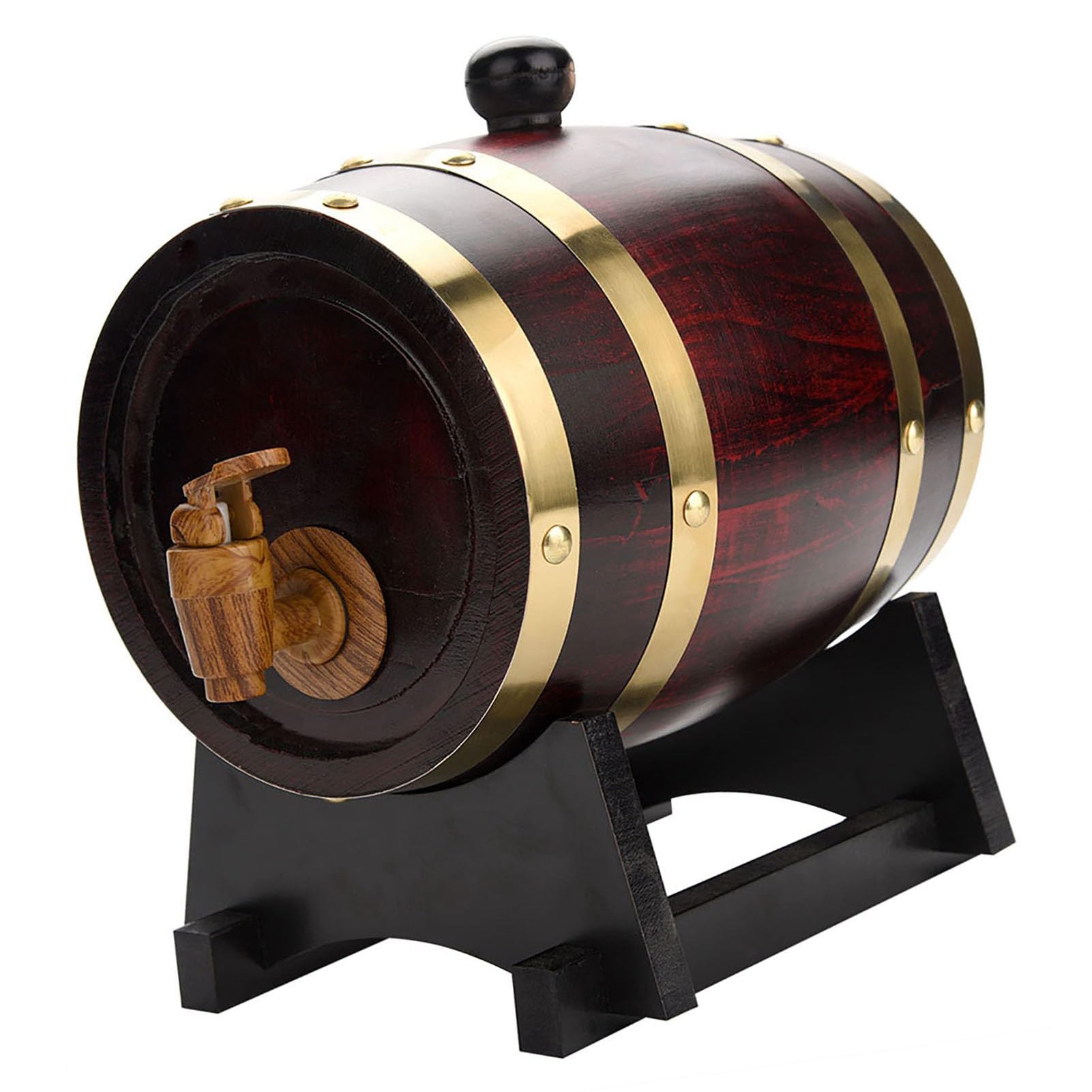 Tnfeeon Barril de Madera para Vino, Barrica de Almacenamiento con Grifo