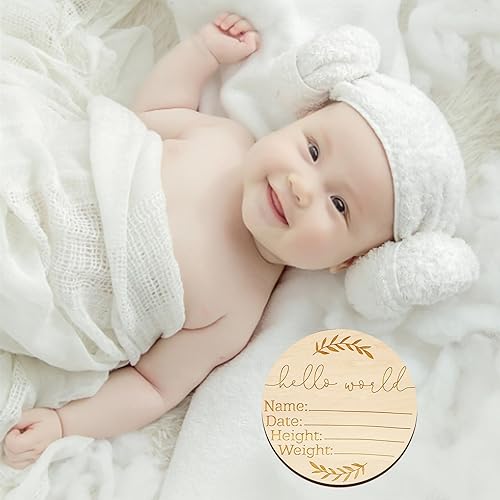 Miniatura 4 de 2 letreros de madera con nombre de Hello World, recuerdo de llegada para regalo de habitación de bebé (3.9 in5.9 in)