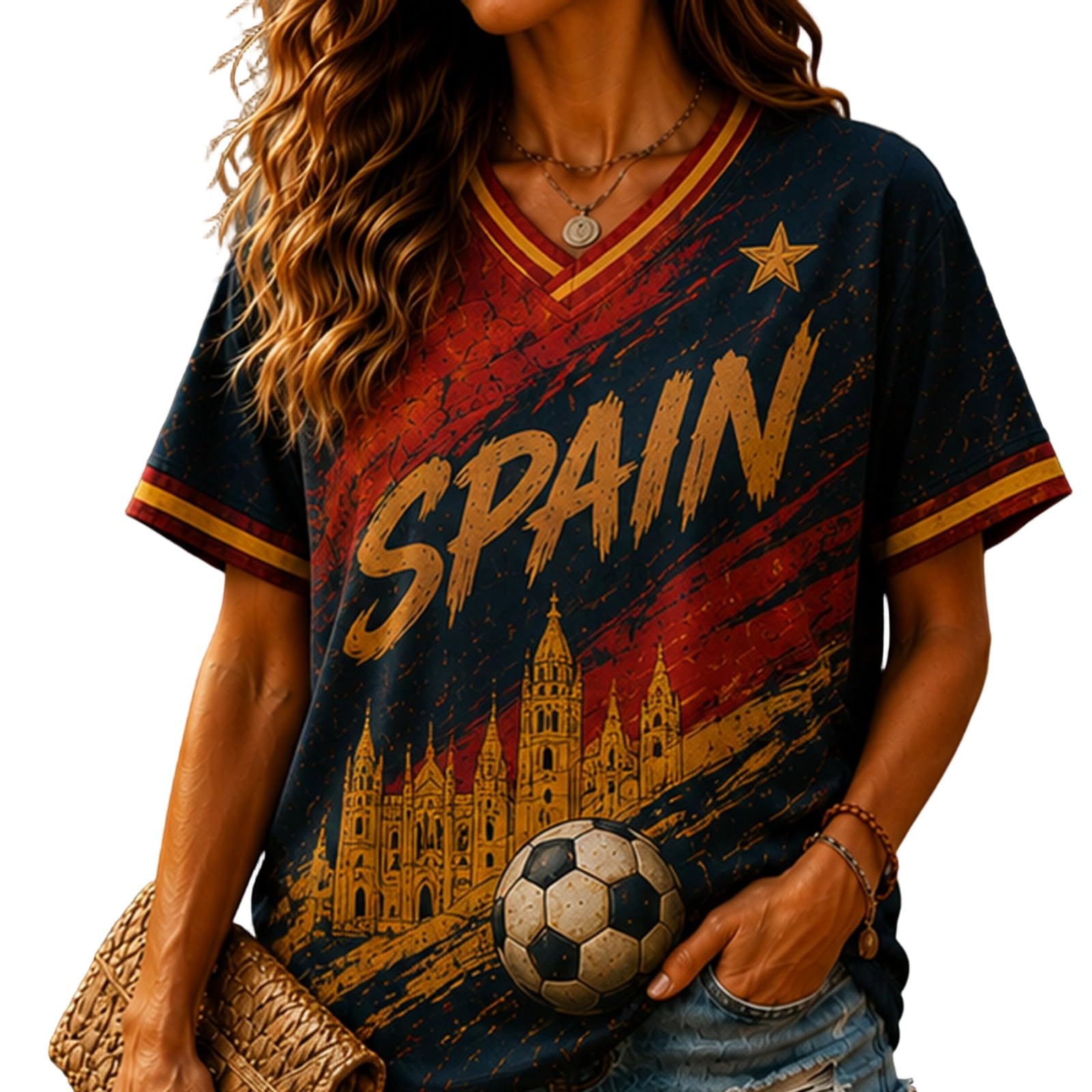 England 2026 World Cup Shirt Womens Casual V Neck Short Sleeve Tops Breathable Lightweight Print World Cup Football T Shirts 2026 Football Match Fan Support T-Shirts Brown XXL