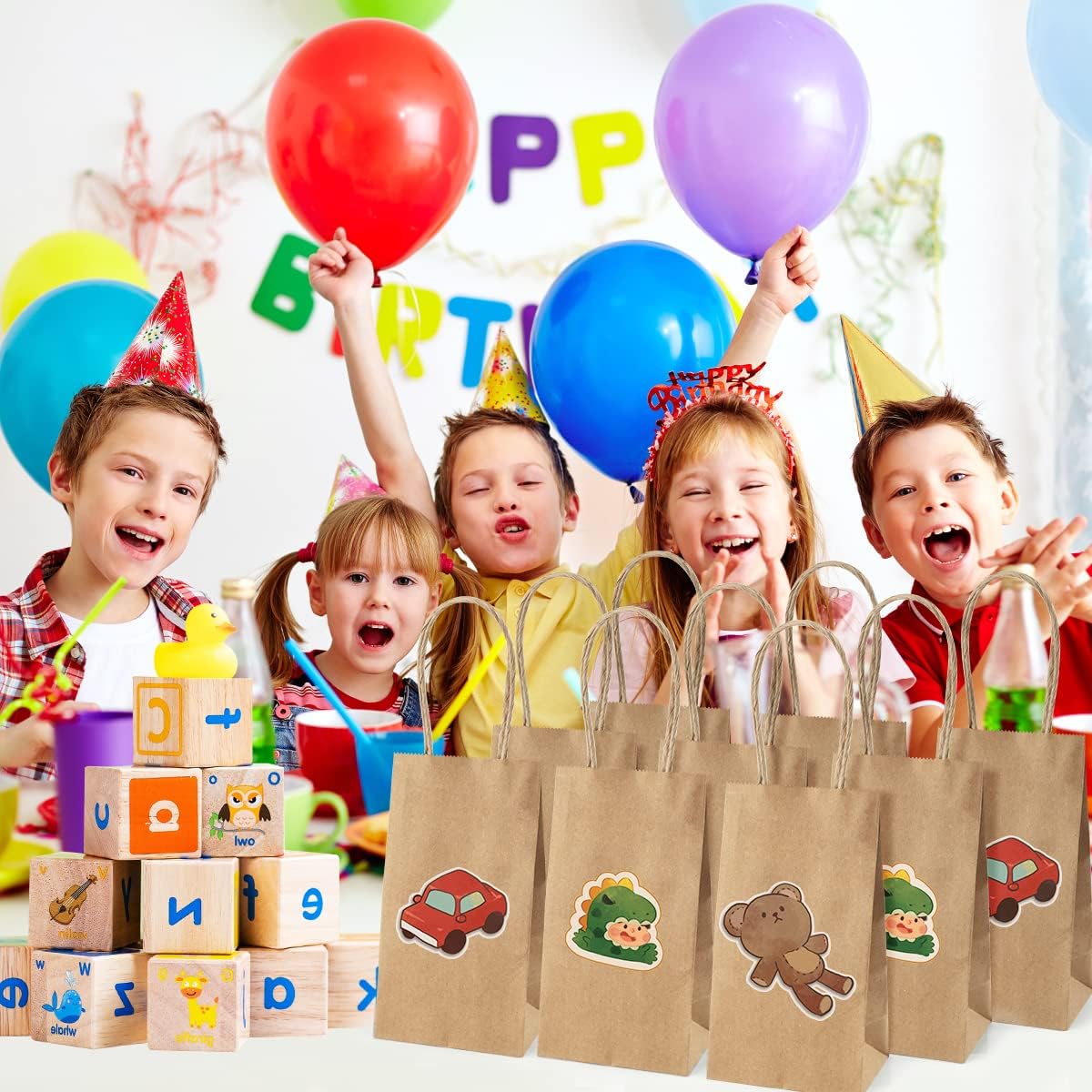 Poever Small Kraft Paper Bags 25 Pack Mini Brown Paper Bags 3.5x2.4x6.7 Small Gift Bags with Handles Bulk for Party Favor Business