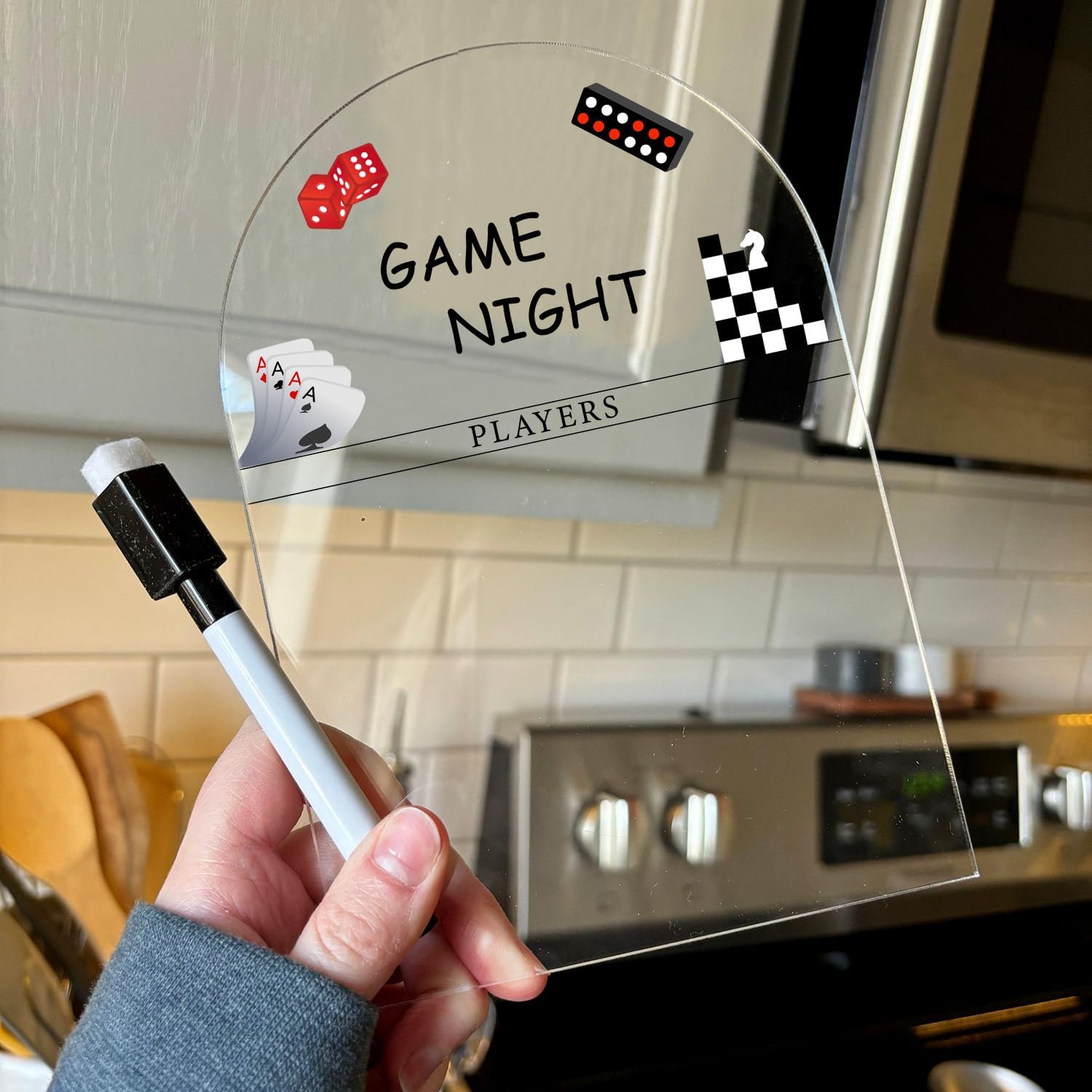 Celebrate Family Game Night Board Games Card , Personalized Game Night Score Board - Acrylic Engraved Family Game Night Score Tracker,Personalized Gamer Gift, Wedding Gift, Housewarming Gift -5X7