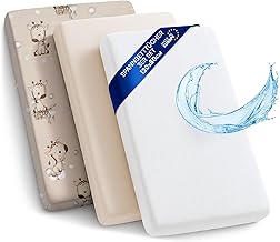 Pram Fitted Sheets Set of 3: 60 x 120 cm - 2 Sheets + 1 Waterproof Mattress Protector - Accessories for Cot Co-Sleeping Pram 60 x 120 cm