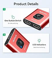 Vista 6 de GANA - Conmutador HDMI de aluminio bidireccional, con capacidad de 4k a 60 hercios y salida divisora de 2 en 1, hub HDMI HD manual apto para Xbox