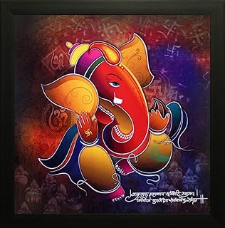 NOBILITY Ganesha Framed Painting Ganesh Wall Art Decor Statue Idol Decoration for Home, Living Room, Office, Gift for friends or family
