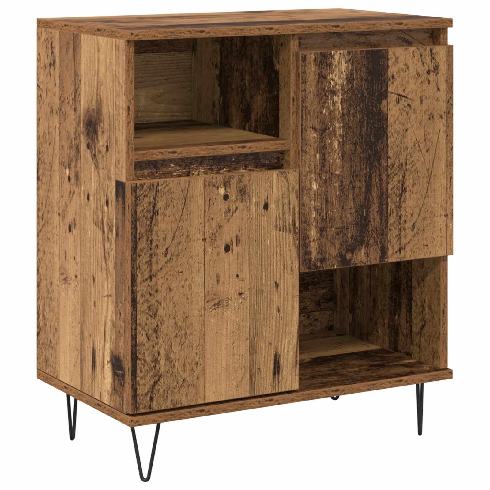Aparador de 3 piezas, armario auxiliar, armario lateral, armario multiusos de madera, 60 x 35 x 70 cm