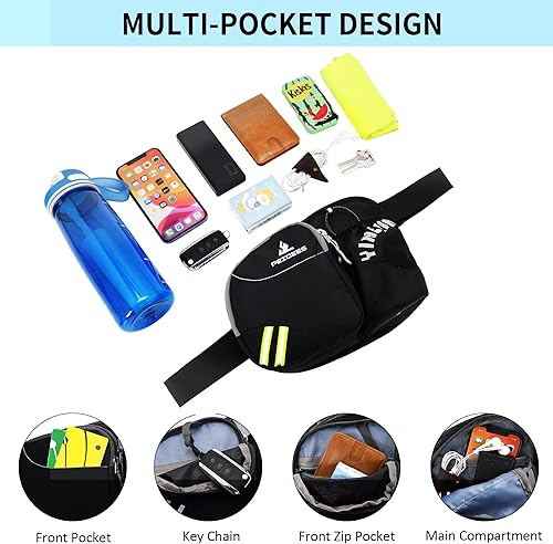 Miniatura 3 de Peicees Riñonera con soporte para botella de agua para hombres y mujeres, senderismo, correr, pasear al perro, para todos los teléfonos (botella no