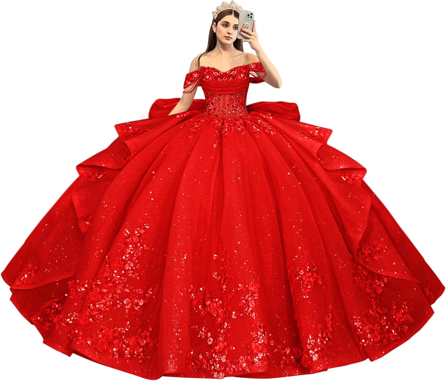 Zhangyo Off Shoulder Quinceanera Dresses with Bow RuffleTulle Sweet 15 16 Dresses Luxury Lace Tassels Ball Gown