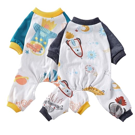 Oncpcare Pack de 2 pijamas para perro, de algodón suave, para perros, cachorros, gatos