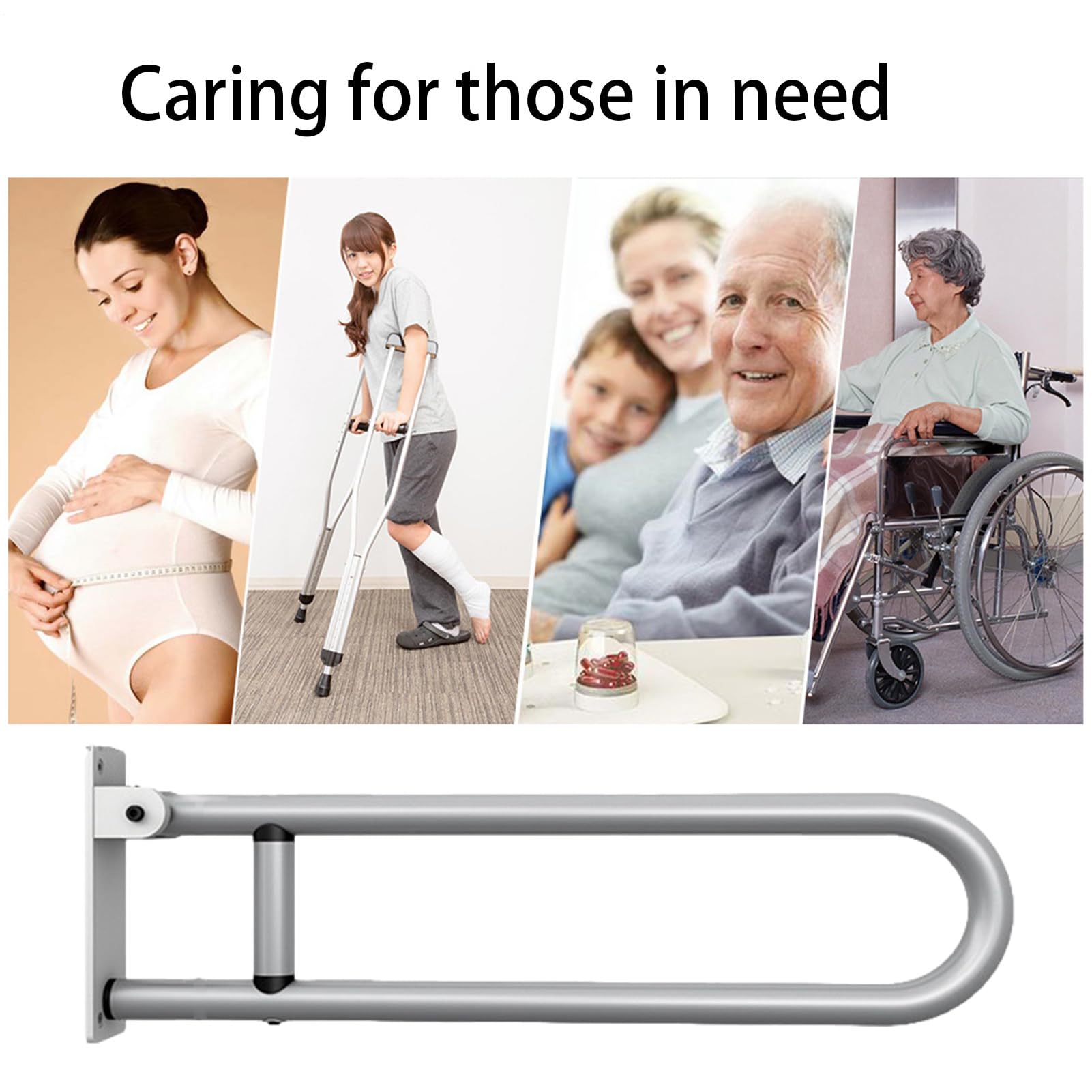 Asidero para inodoro, barras de seguridad para baño | Pasamanos de | seguridad resistentes de aleación de aluminio - Riel de soporte plegable en forma de U, handicap impermeable para pacientes m