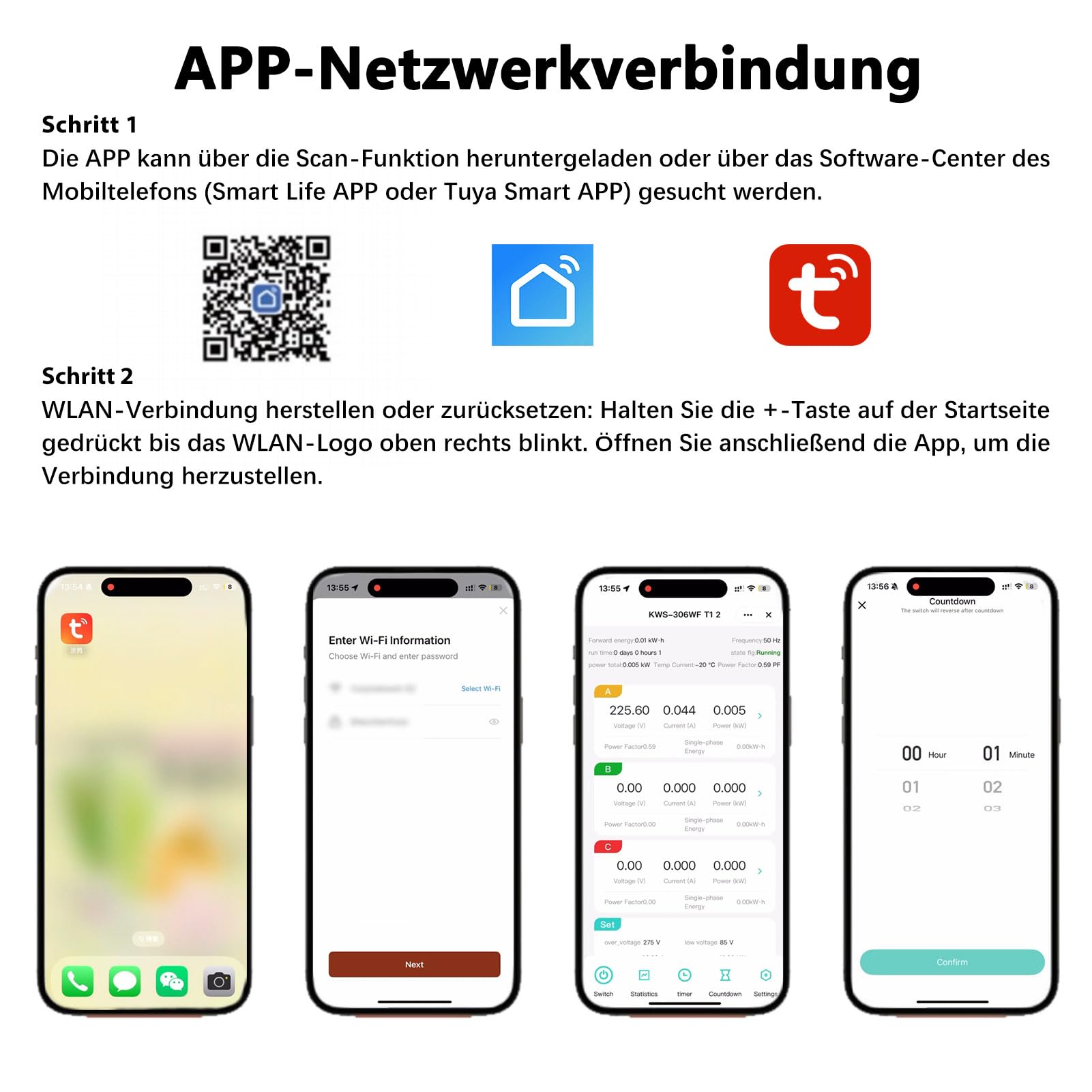 Wlan Tuya Smart Meter AC 85-290V 0-80A Cyfrowy miernik zużycia energii elektrycznej z pomiarem, wyłączanie pamięci, ochrona przed przeciążeniem