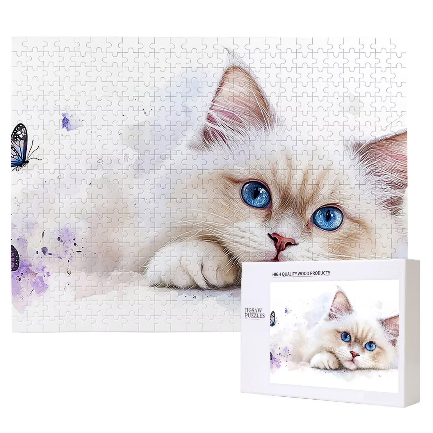 Puzzle dla dorosłych, 5000 sztuk, trudne drewniane puzzle, gra, gra logiczna, gra ręczna, dekoracja rodzinna, kreatywna rozrywka, prezent 105 x 156 cm motyl kot 3 K0F-222