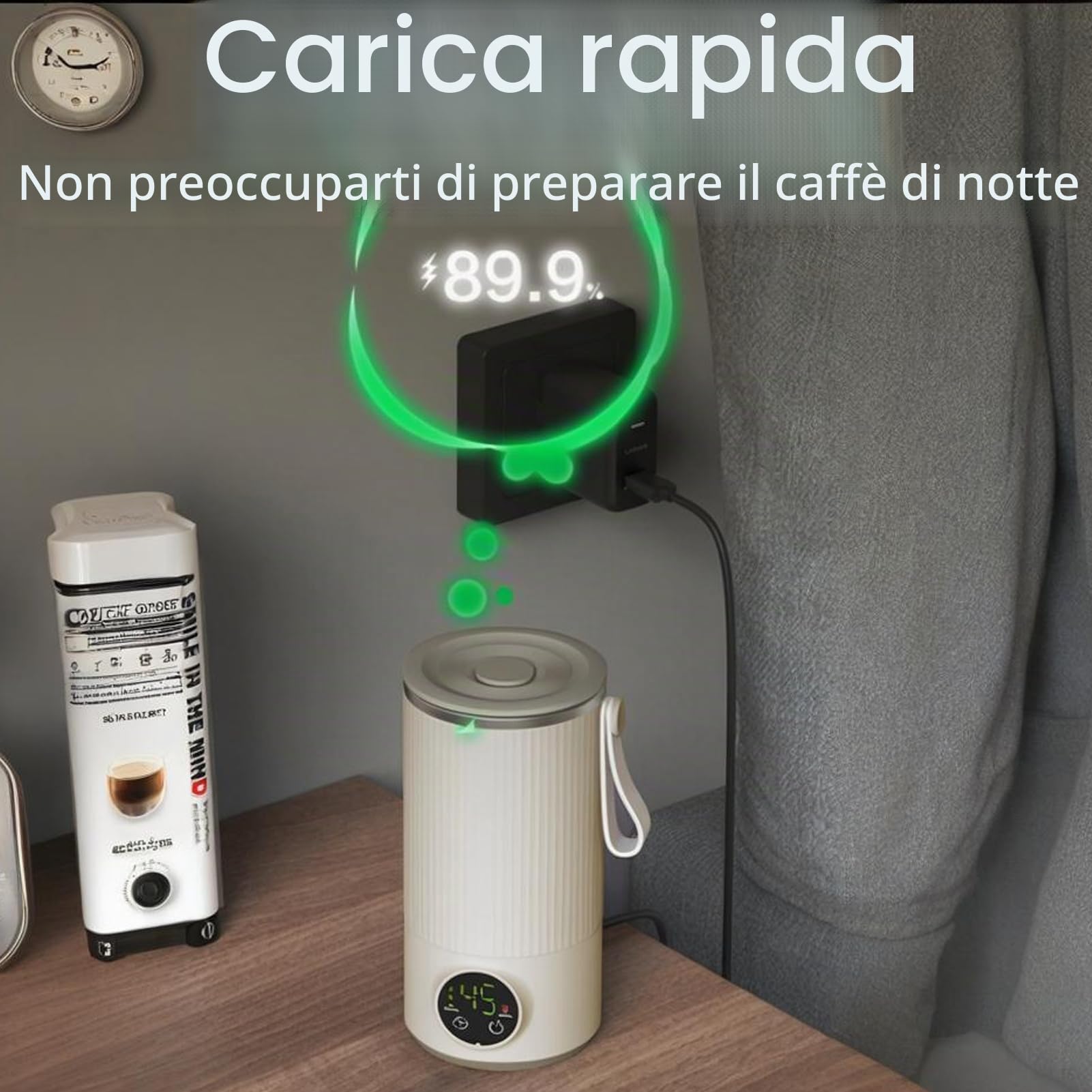 Bollitore Elettrico Portatile da Viaggio 400ML,USB Ricaricabile in Acciaio Inossidabile Caldaia Ad Acqua Calda con Doppia Batteria 3000mAh
